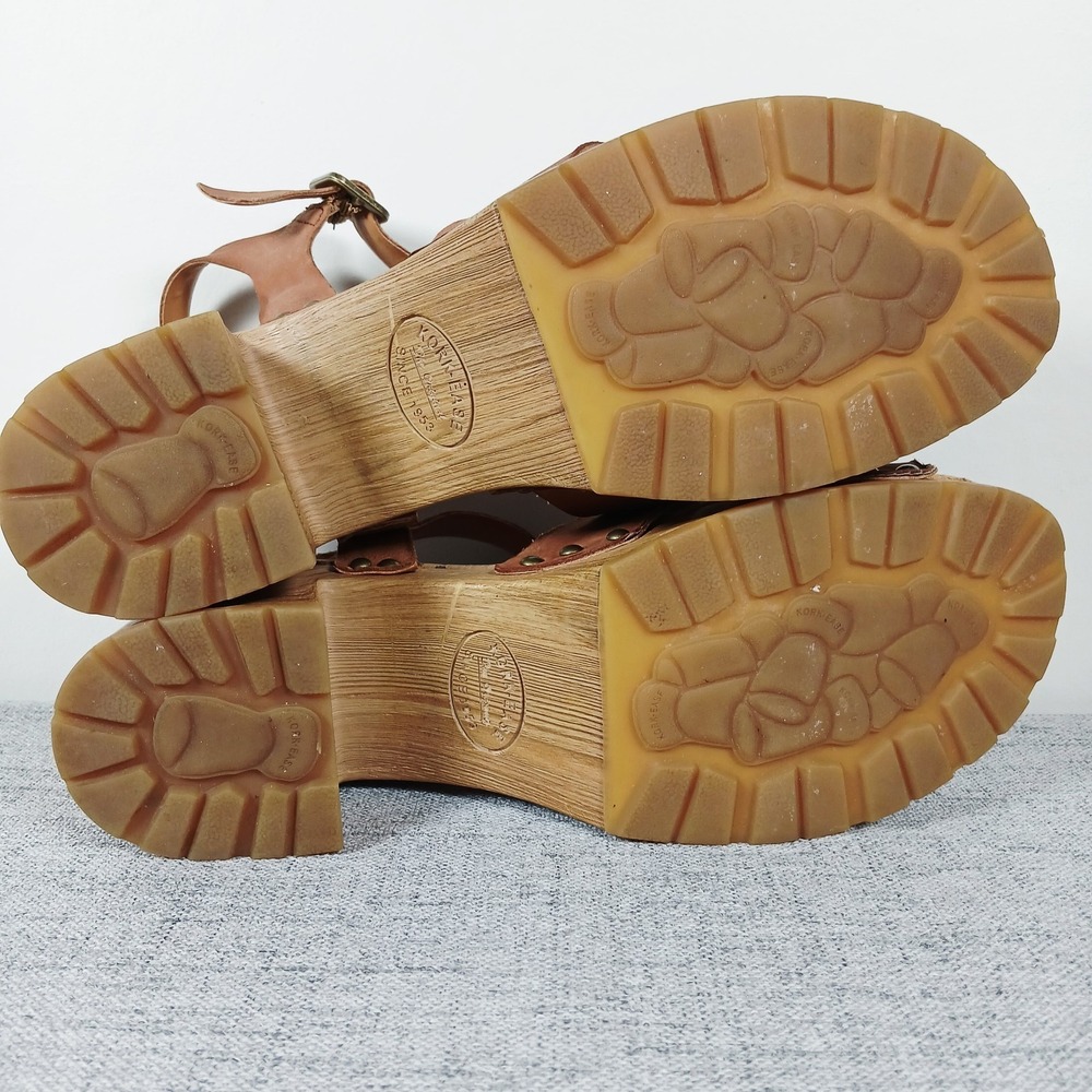Womens Kork-Ease Tia Brown Leather Platform Block Heel Sandals Sz 10 Chunky Boho - Picture 5 of 14